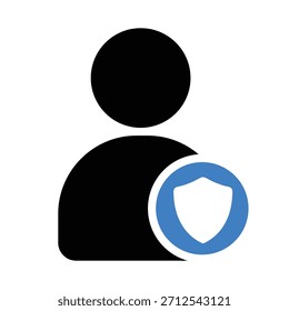 User avatar with blue shield emblem for secure admin profile concept