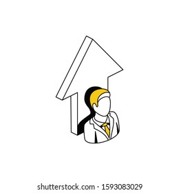 User avatar businessman arrow. Vector line, 3d stroke isometric, color web icon, new flat style. Creative illustration design, abstract idea for infographics.