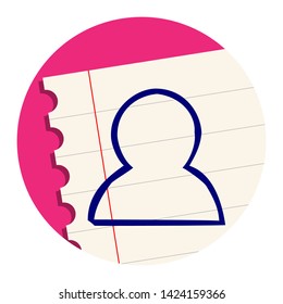 User Avatar Free Hand Icon on a Notebook Sheet