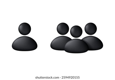 User avatar and group or team icon. Group of people or group of users. Group icon, people icon set in trendy 3D style. Modern website icons set