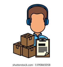 user avatar with headset and pileboxes
