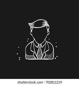 User avatar icon in doodle sketch lines. Social media blog forum group internet connection teamwork