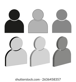 User avatar icon. Group member figure. Human vector shape. Black grey white.