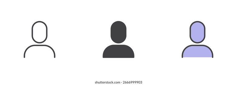 Ícone de avatar do usuário na linha, glifo sólido e estilo de contorno colorido preenchido. Símbolo de vetor de perfil para design de ícone de conta, contato e rede social.