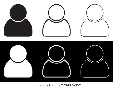 Símbolo de Perfil del paquete del icono del avatar del usuario en estilo sólido del contorno, iconos minimalistas planos de la persona para los App, los Sitios web y el diseño de UI