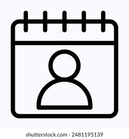 User Avatar Icon, Profile Vector Icon, Calendar Vector Icon, Lineal Vector Icon.