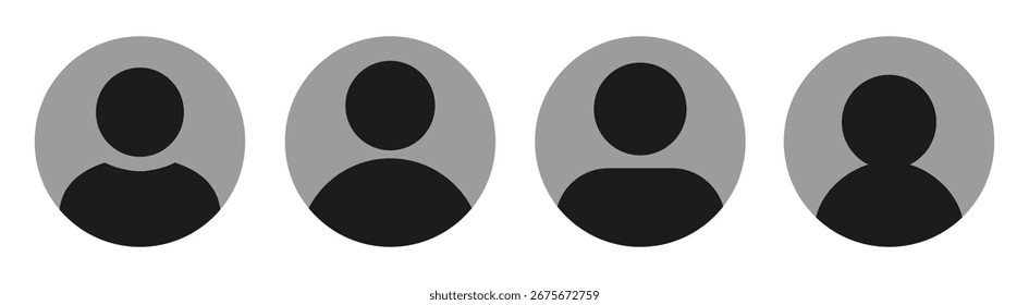 User avatar icon set, profile symbol in outline and solid style, flat person icon