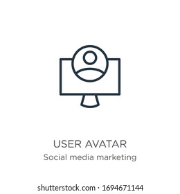 User avatar icon. Thin linear user avatar outline icon isolated on white background from social collection. Line vector sign, symbol for web and mobile