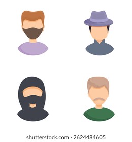User avatar icons set cartoon vector. Different male and female profile. Faceless character