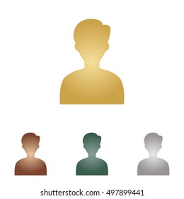 User avatar illustration. Anonymous sign. Metal icons on white backgound.