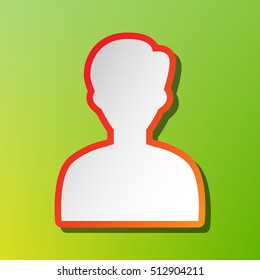 User avatar illustration. Anonymous sign. Contrast icon with reddish stroke on green backgound.