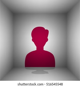 User avatar illustration. Anonymous sign. Bordo icon with shadow in the room.