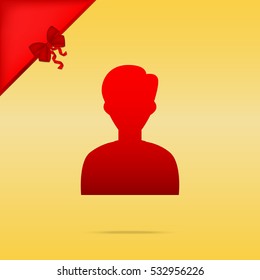 User avatar illustration. Anonymous sign. Cristmas design red icon on gold background.