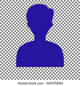 User avatar illustration. Anonymous sign. Blue icon on transparent background.