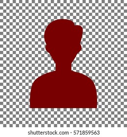 User avatar illustration. Anonymous sign. Maroon icon on transparent background.