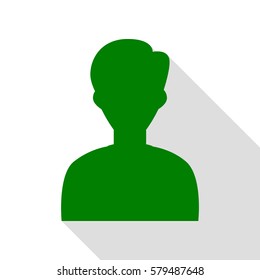 User avatar illustration. Anonymous sign. Green icon with flat style shadow path.