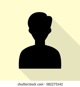 User avatar illustration. Anonymous sign. Black icon with flat style shadow path on cream background.