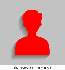 User avatar illustration. Anonymous sign. Vector. Red icon with soft shadow on gray background.