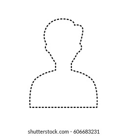 User avatar illustration. Anonymous sign. Vector. Black dashed icon on white background. Isolated.