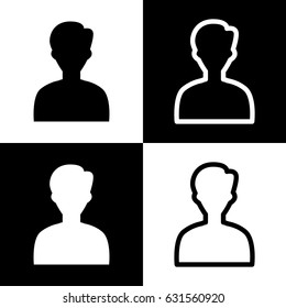 User avatar illustration. Anonymous sign. Vector. Black and white icons and line icon on chess board.