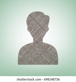 User avatar illustration. Anonymous sign. Vector. Brown flax icon on green background with light spot at the center.
