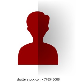 User avatar illustration. Anonymous sign. Vector. Bordo icon on white bending paper background.