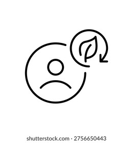 User avatar interface, leaf and renew arrow. Ecosystem, natural social media. Pixel perfect, editable stroke vector icon