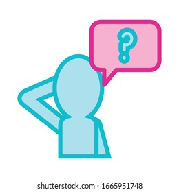 user avatar with interrogation symbol line and fill style vector illustration design