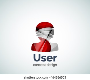 Plantilla de logotipo de avatar de usuario, icono de negocios con brillo geométrico abstracto