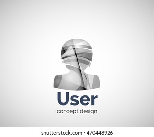 Plantilla de logotipo de avatar de usuario, icono de negocios con brillo geométrico abstracto