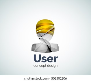 Plantilla de logotipo de avatar de usuario, icono de negocios con brillo geométrico abstracto