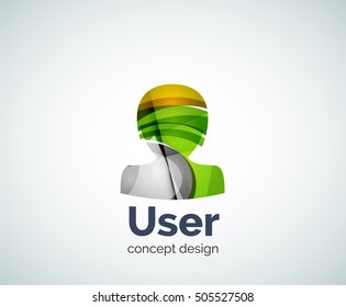 Plantilla de logotipo de avatar de usuario, icono de negocios con brillo geométrico abstracto