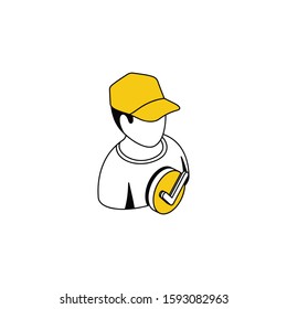 User avatar man courier check mark. Vector line, 3d stroke isometric, color web icon, new flat style. Creative illustration design, abstract idea for infographics.