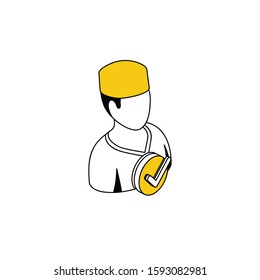 User avatar man doctor check mark. Vector line, 3d stroke isometric, color web icon, new flat style. Creative illustration design, abstract idea for infographics.