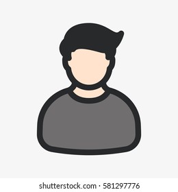 User Avatar Man Male Boy Minimalistic Color Flat Line Outline Stroke Icon Pictogram Symbol