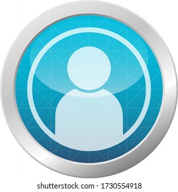 User avatar profile icon vector illustration website or app member UI button light blue shiny circle frame