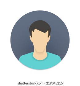 User avatar round vector icon for web site or mobile app. Man face in flat style for social network profile