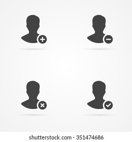 User avatar sign web icon with different signs. Flat style design icon.