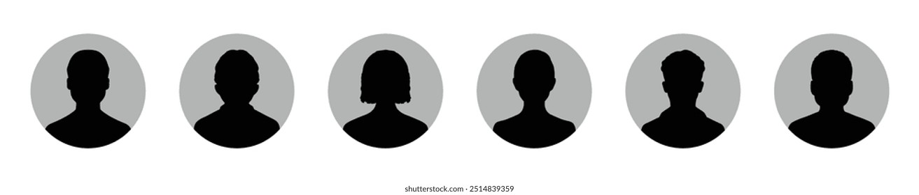 Conjunto de diseños planos de iconos de Vector de avatar de usuario. El perfil de Vector de hombre y mujer muestra colección