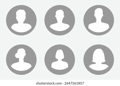 User avatar vector icon flat designs set. Man and woman vector profile signs collection. Avatar, user profile, person icon, gender neutral silhouette, profile picture.Suitable for social media profile