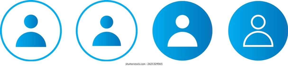User avatar vector icons set. profile with pulse line vactor icons. Circle button with Soft color gradient background  Vector 
