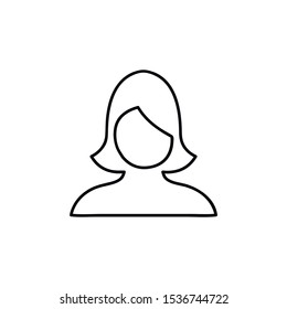 User Avatar Woman Female Girl Minimalistic Flat Line Outline Stroke Icon Pictogram Symbol