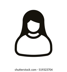 User Avatar Woman Female Girl Minimalistic Flat Line Outline Stroke Icon Pictogram Symbol