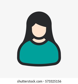 User Avatar Woman Female Girl Minimalistic Color Flat Line Outline Stroke Icon Pictogram Symbol