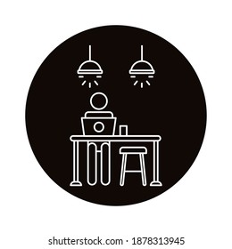 user avatar working in laptop line style vector illustration design