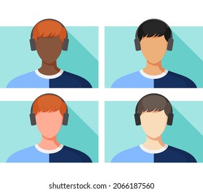 User Avatar - Young Man mit T-Shirt und drahtlosem Ohrhörer - Stockillustration als EPS10-Datei