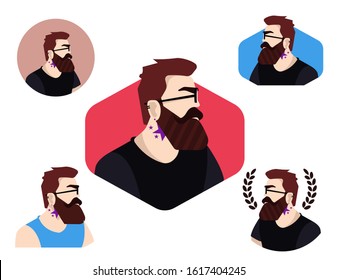  User avatars, avatars with empty faces and heads for social network ( Male and female faces )