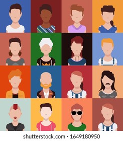  User avatars, avatars with empty faces and heads for social network ( Male and female faces )