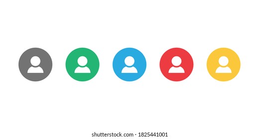 User Avatars In Flat Design. Round Colorful Profile Avatars. Isolated Collection Of Portrait Characters. Cartoon User Avatars In Green, Blue, Grey, Red And Yellow Colors. Human Silhouette. EPS 10