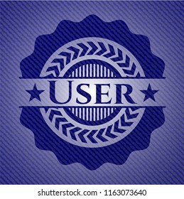 User badge with jean texture